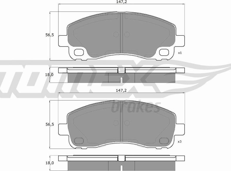 TOMEX brakes TX 18-42 - Тормозные колодки, дисковые, комплект unicars.by