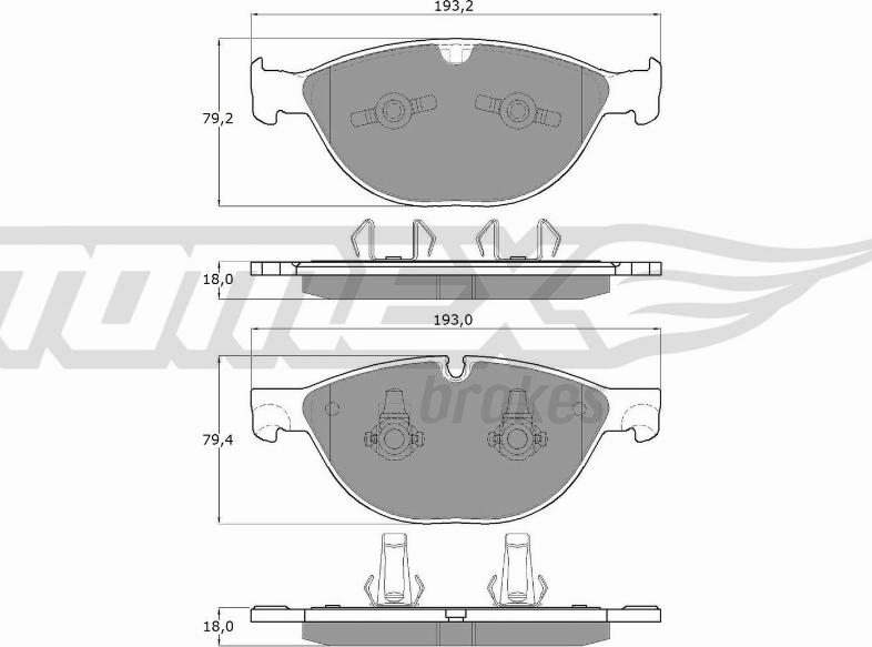 TOMEX brakes TX 18-55 - Тормозные колодки, дисковые, комплект unicars.by