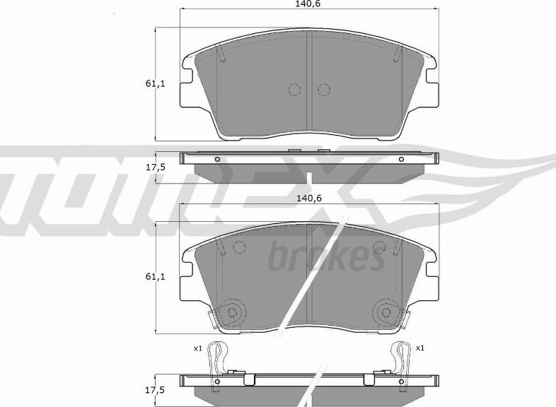 TOMEX brakes TX 18-67 - Тормозные колодки, дисковые, комплект unicars.by