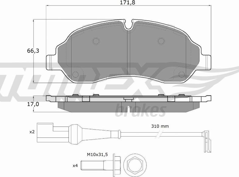 TOMEX brakes TX 18-04 - Тормозные колодки, дисковые, комплект unicars.by