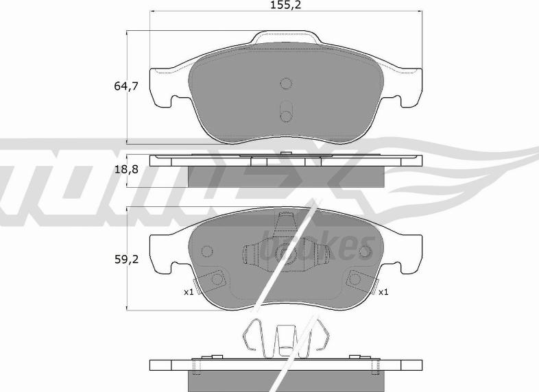 TOMEX brakes TX 18-18 - Тормозные колодки, дисковые, комплект unicars.by