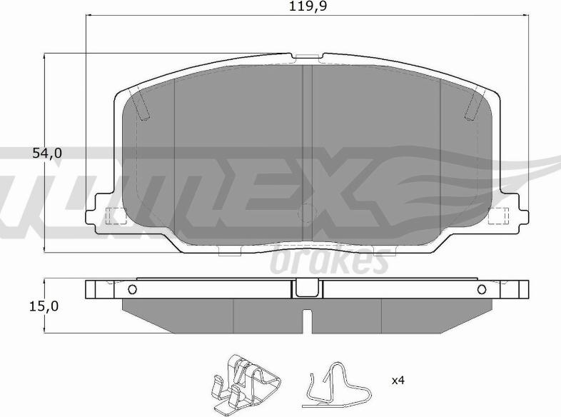 TOMEX brakes TX 13-69 - Тормозные колодки, дисковые, комплект unicars.by