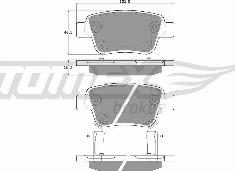 TOMEX brakes TX 13-62 - Тормозные колодки, дисковые, комплект unicars.by