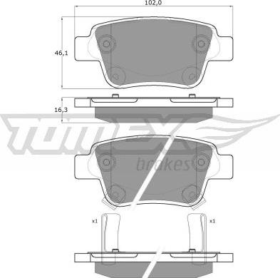 TOMEX brakes TX 13-62 - Тормозные колодки, дисковые, комплект unicars.by