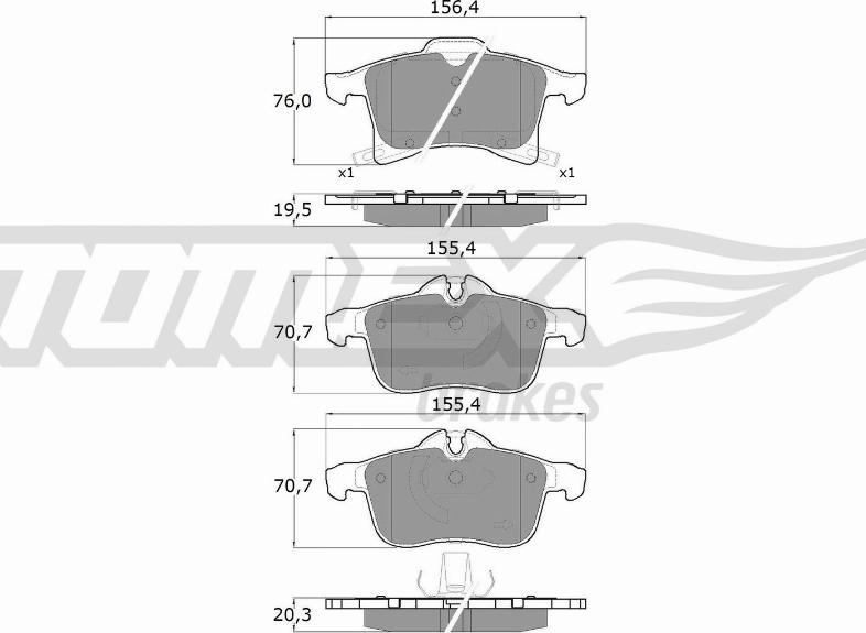 TOMEX brakes TX 13-00 - Тормозные колодки, дисковые, комплект unicars.by