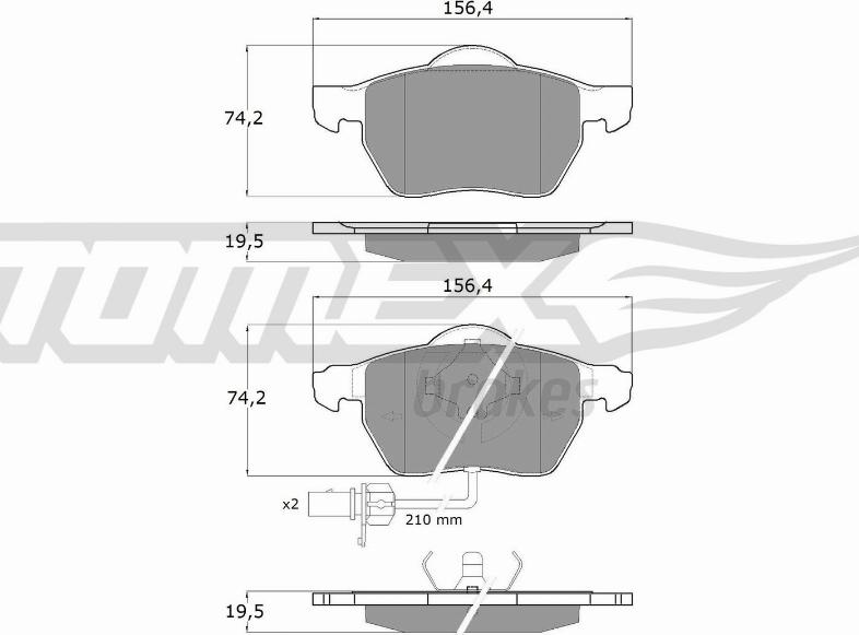 TOMEX brakes TX 13-13 - Тормозные колодки, дисковые, комплект unicars.by