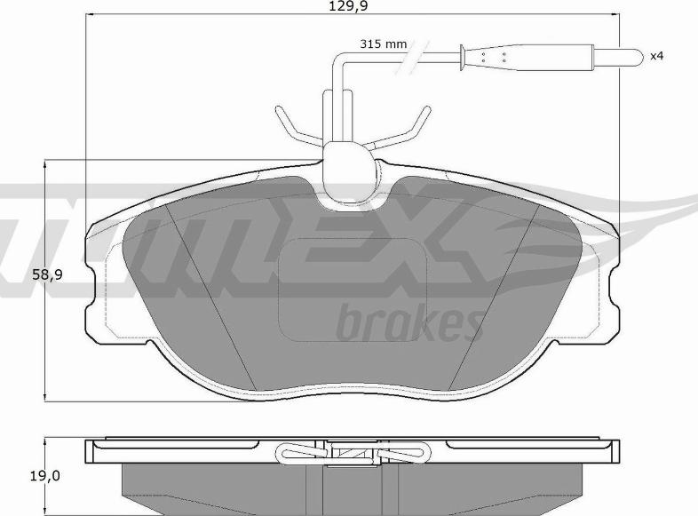 TOMEX brakes TX 12-442 - Тормозные колодки, дисковые, комплект unicars.by