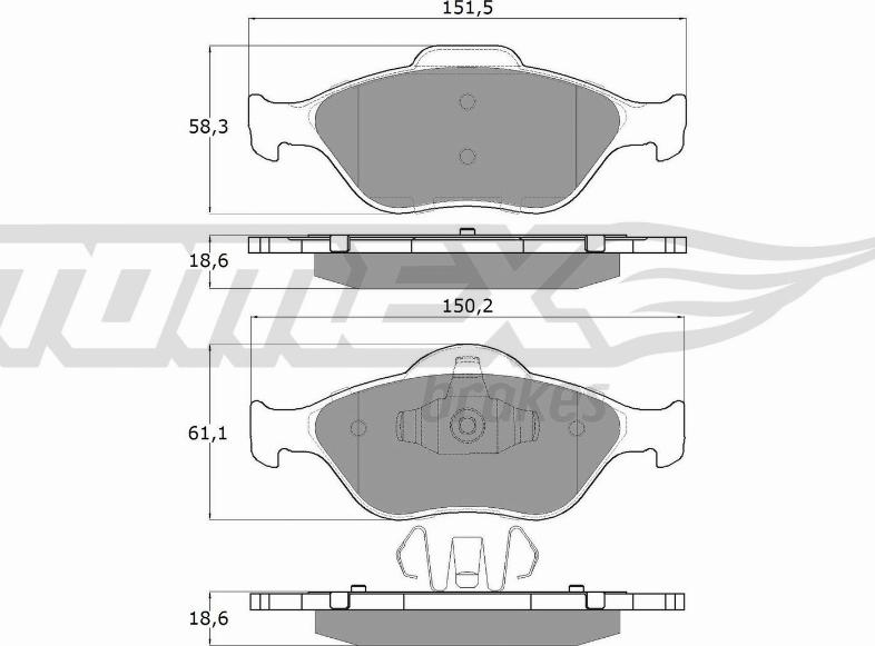 TOMEX brakes TX 12-55 - Тормозные колодки, дисковые, комплект unicars.by