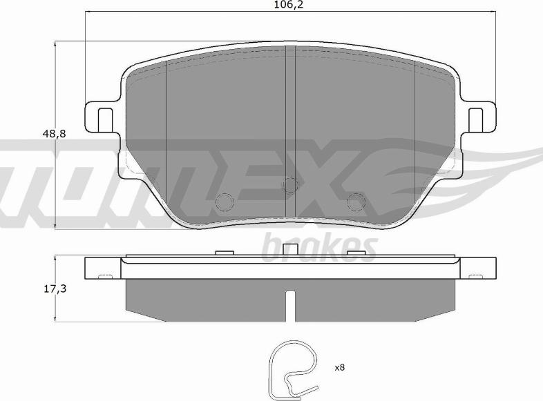 TOMEX brakes TX 12-08 - Тормозные колодки, дисковые, комплект unicars.by