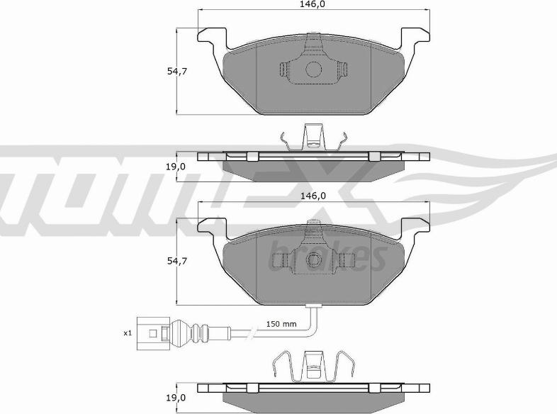 TOMEX brakes TX 12-11 - Тормозные колодки, дисковые, комплект unicars.by