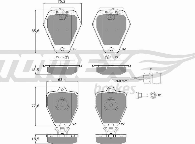 TOMEX brakes TX 12-26 - Тормозные колодки, дисковые, комплект unicars.by