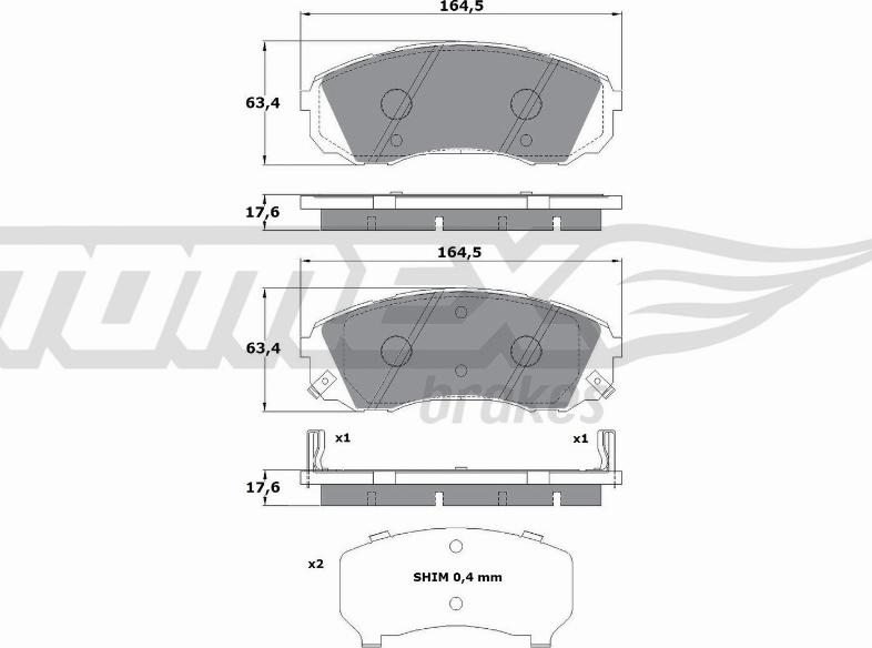 TOMEX brakes TX 17-49 - Тормозные колодки, дисковые, комплект unicars.by