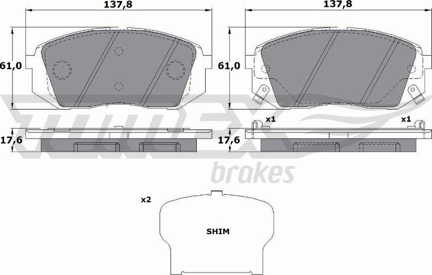 TOMEX brakes TX 17-47 - Тормозные колодки, дисковые, комплект unicars.by