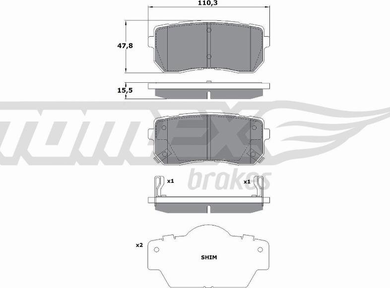 TOMEX brakes TX 17-50 - Тормозные колодки, дисковые, комплект unicars.by