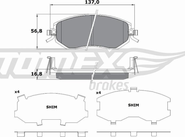 TOMEX brakes TX 17-65 - Тормозные колодки, дисковые, комплект unicars.by