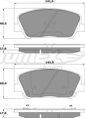 TOMEX brakes TX 17-01 - Тормозные колодки, дисковые, комплект unicars.by