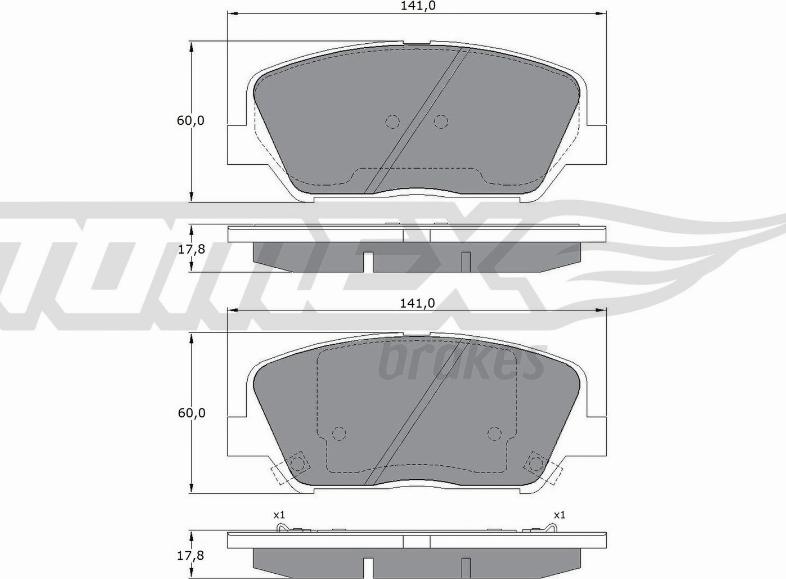 TOMEX brakes TX 17-01 - Тормозные колодки, дисковые, комплект unicars.by