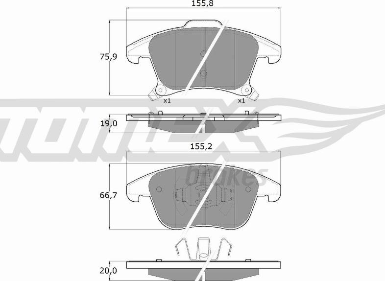 TOMEX brakes TX 17-75 - Тормозные колодки, дисковые, комплект unicars.by