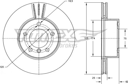 TOMEX brakes TX 74-02 - Тормозной диск unicars.by