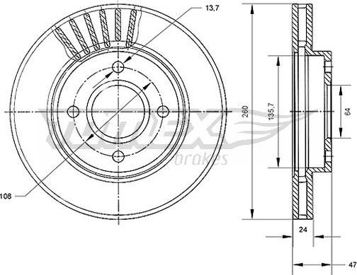 TOMEX brakes TX 70-43 - Тормозной диск unicars.by