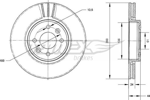 TOMEX brakes TX 70-22 - Тормозной диск unicars.by