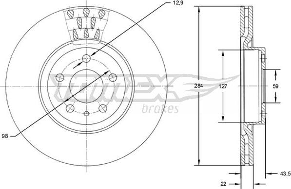 TOMEX brakes TX 71-39 - Тормозной диск unicars.by