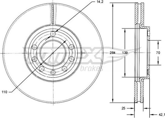 TOMEX brakes TX 71-30 - Тормозной диск unicars.by