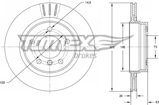 TOMEX brakes TX 73-96 - Тормозной диск unicars.by