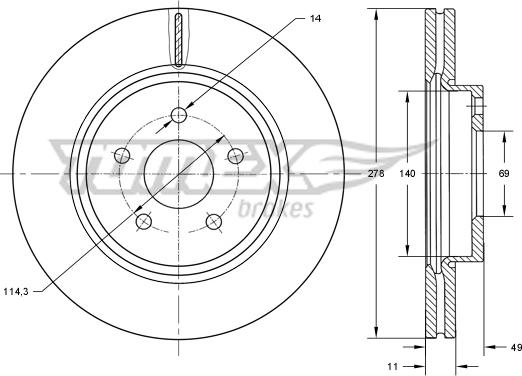 TOMEX brakes TX 73-18 - Тормозной диск unicars.by