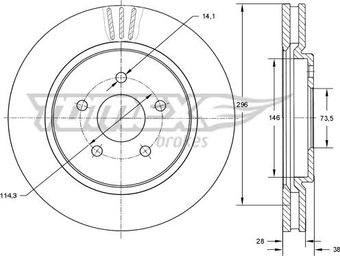 TOMEX brakes TX 72-16 - Тормозной диск unicars.by