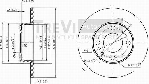 Trevi Automotive BD1008 - Тормозной диск unicars.by