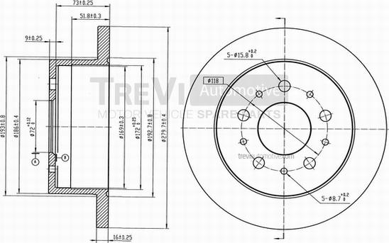 Trevi Automotive BD1039 - Тормозной диск unicars.by