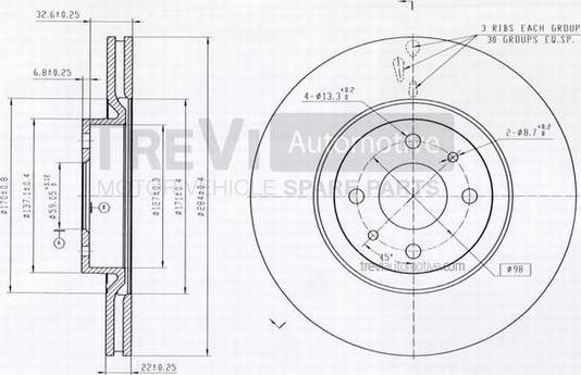 Trevi Automotive BD1198 - Тормозной диск unicars.by