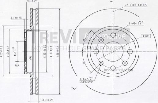 Trevi Automotive BD1141 - Тормозной диск unicars.by