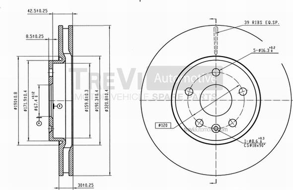 Trevi Automotive BD1248 - Тормозной диск unicars.by