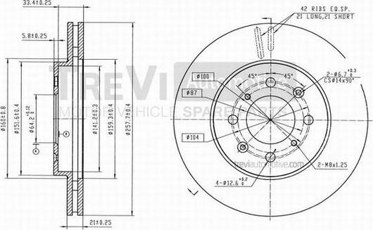 Trevi Automotive BD1221 - Тормозной диск unicars.by