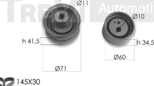 Trevi Automotive KD1443 - Комплект зубчатого ремня ГРМ unicars.by