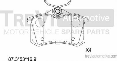 Trevi Automotive PF1440 - Тормозные колодки, дисковые, комплект unicars.by