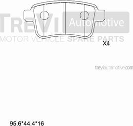 Trevi Automotive PF1409 - Тормозные колодки, дисковые, комплект unicars.by