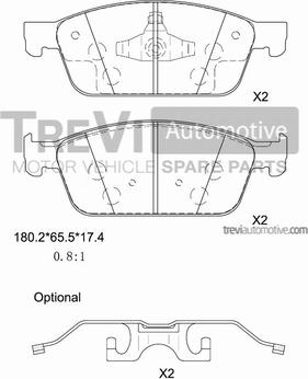 Trevi Automotive PF1482 - Тормозные колодки, дисковые, комплект unicars.by