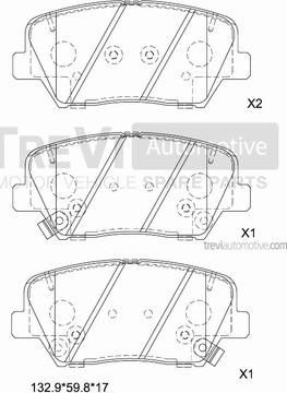 Trevi Automotive PF1474 - Тормозные колодки, дисковые, комплект unicars.by