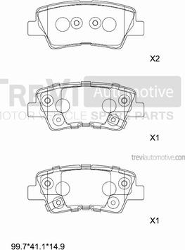 Trevi Automotive PF1472 - Тормозные колодки, дисковые, комплект unicars.by