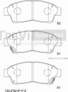 Trevi Automotive PF1594 - Тормозные колодки, дисковые, комплект unicars.by