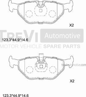 Trevi Automotive PF1591 - Тормозные колодки, дисковые, комплект unicars.by