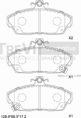 Trevi Automotive PF1556 - Тормозные колодки, дисковые, комплект unicars.by