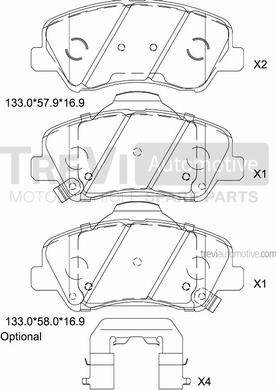 Trevi Automotive PF1506 - Тормозные колодки, дисковые, комплект unicars.by