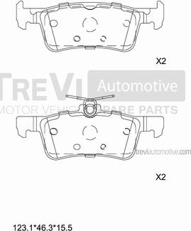 Trevi Automotive PF1515 - Тормозные колодки, дисковые, комплект unicars.by