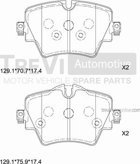 Trevi Automotive PF1513 - Тормозные колодки, дисковые, комплект unicars.by