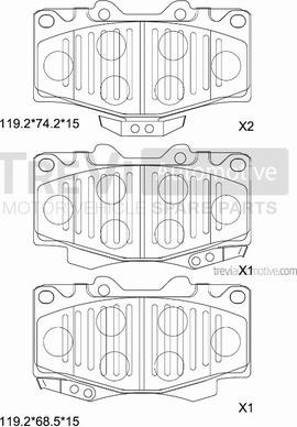 Trevi Automotive PF1582 - Тормозные колодки, дисковые, комплект unicars.by