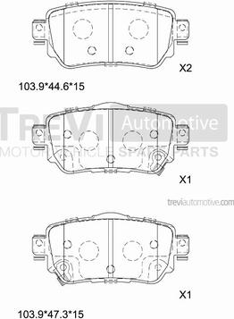 Trevi Automotive PF1529 - Тормозные колодки, дисковые, комплект unicars.by